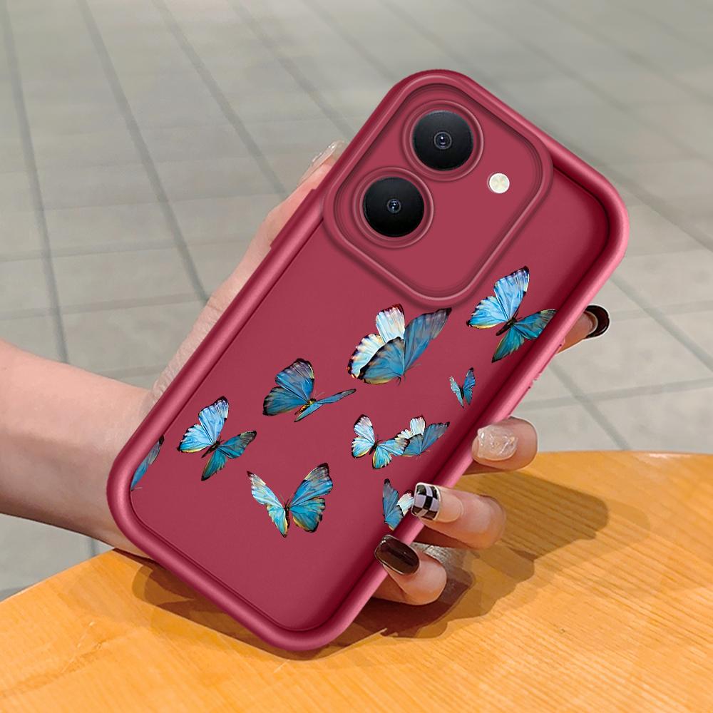 

Мягкий силиконовый квадратный чехол с рисунком лестницы для телефона, полное покрытие, противоударный защитный резиновый чехол для камеры для Vivo Vivo G2 5G темно-красного