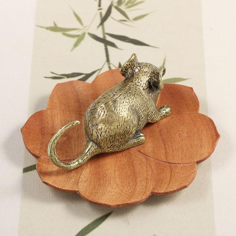 Mosazná soška myši Životopisná figurka myši Šťastná socha krysy Domácí Fengshui dekorace Pro vchod Vnitřní Balkon