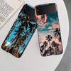 Sea Tropical Palm Trees Beach Case for Samsung Galaxy Z Flip 6 Flip 5 4 3 5G Black Cell Phone Cover Samsung Z Flip 5 5G Luxur
