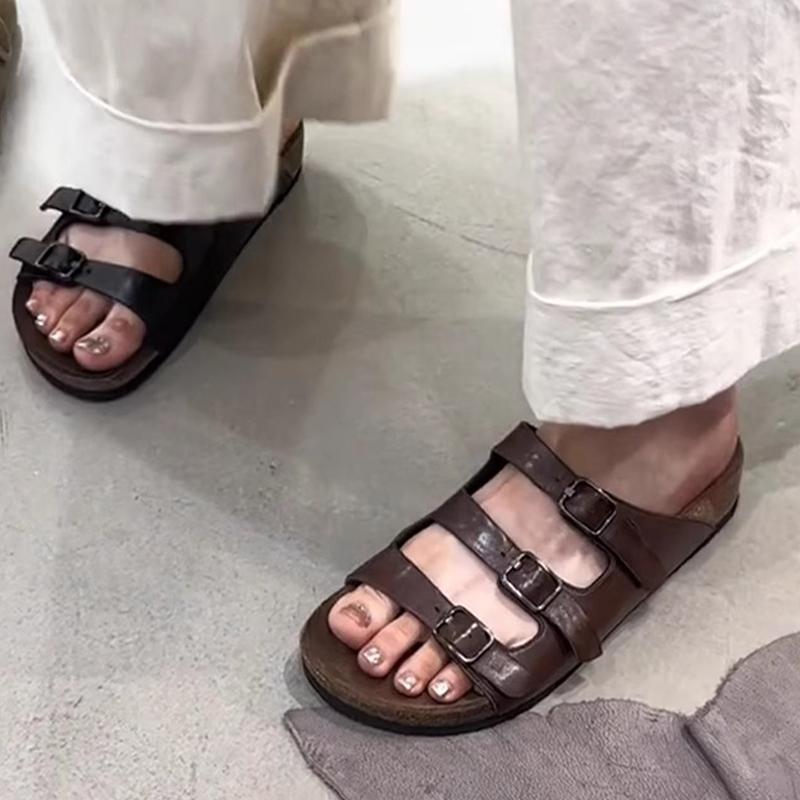 

Women Slippers Flats New Shoes Dress Designer Woman s Sandals 2025 Summer Walking Cozy Slides Luxury Sandalias De Mujer 40 темно-коричневого