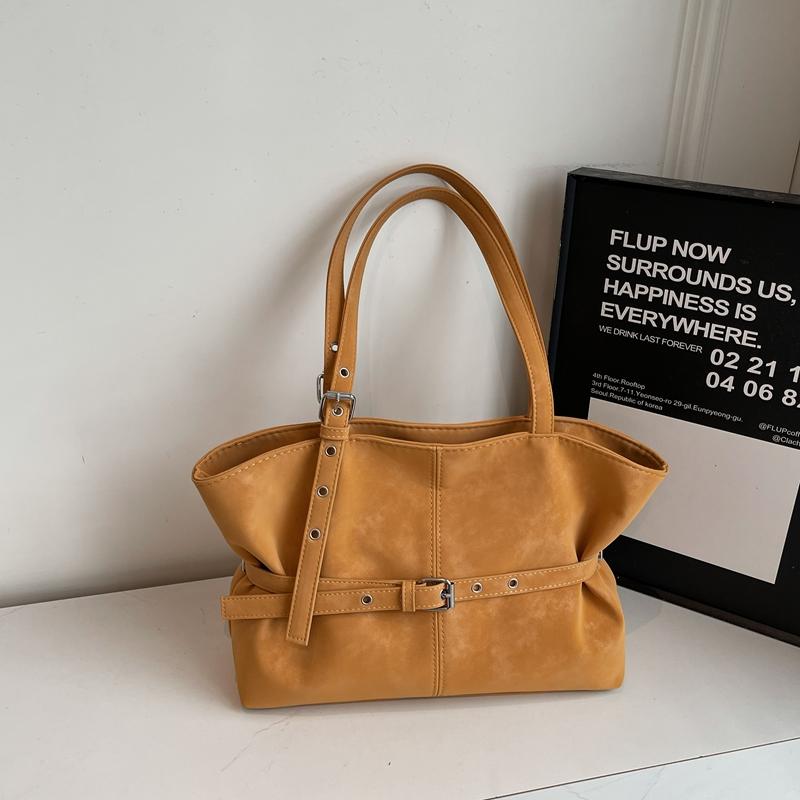 Trendy Fashion Simple Belt Buckle Retro Women's Underarm Bag Elegant Shoulder Bag Very Suitable for Daily Life, Shopping, and Women's Holiday Gifts