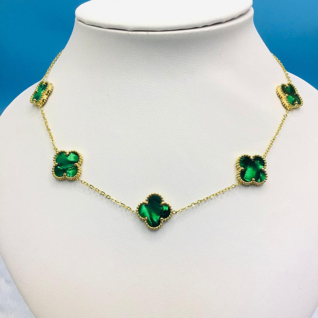 Titanium Steel 15Mm Clover 18K Five Flower Necklace Double Sided Lucky Four Leaf Clover Side Slotted Necklace