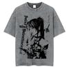 Anime Death Note Ryuk Yagami Light Vintage gewaschenes T-Shirt Herrenbekleidung Baumwoll-T-Shirt Mode Kurzarm-T-Shirts Streetwear