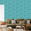 Polynesian Geometric Pattern Turquoise Wallpaper 50x1000