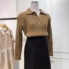 New Fashion Women Autumn Pullover Sweater Long Sleeve Turn Down Collar Winter Knitwears Jumpers Loose Knitted Sweaters for Women Elegant Tops 25311