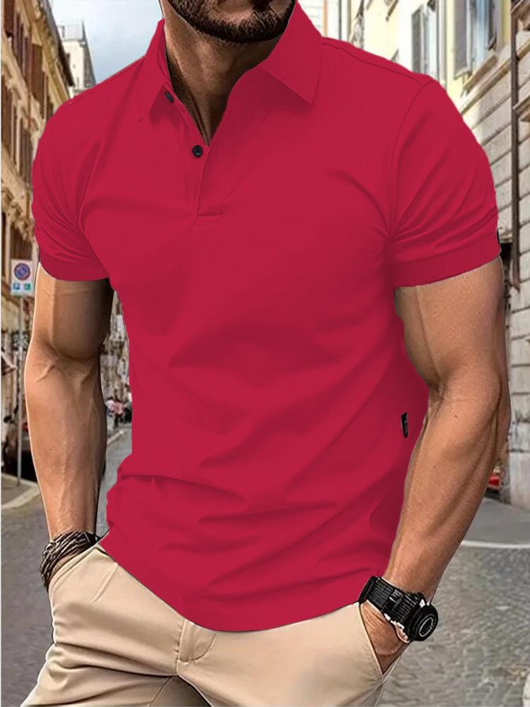 

Мужские облегающие однотонные летние топы с коротким рукавом - Европейская и американская мода Triple Extra Large ярко-красный