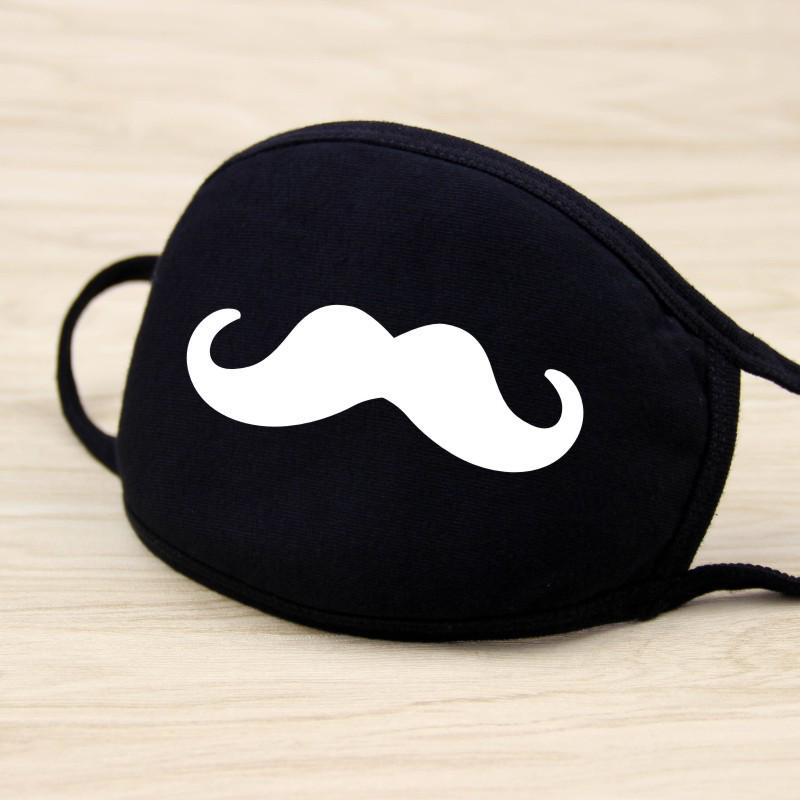 Black Cotton Mask Unisex Winter Warm Thickening Half Face Mouth Mask Cotton Cartoon Pattern Anti-Dust Anti-Respirator Mask