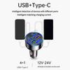 Practical Metal Plastic Car Charging Adapter with 4 USB Ports Real Time Current Voltage Screen Display for Car Use