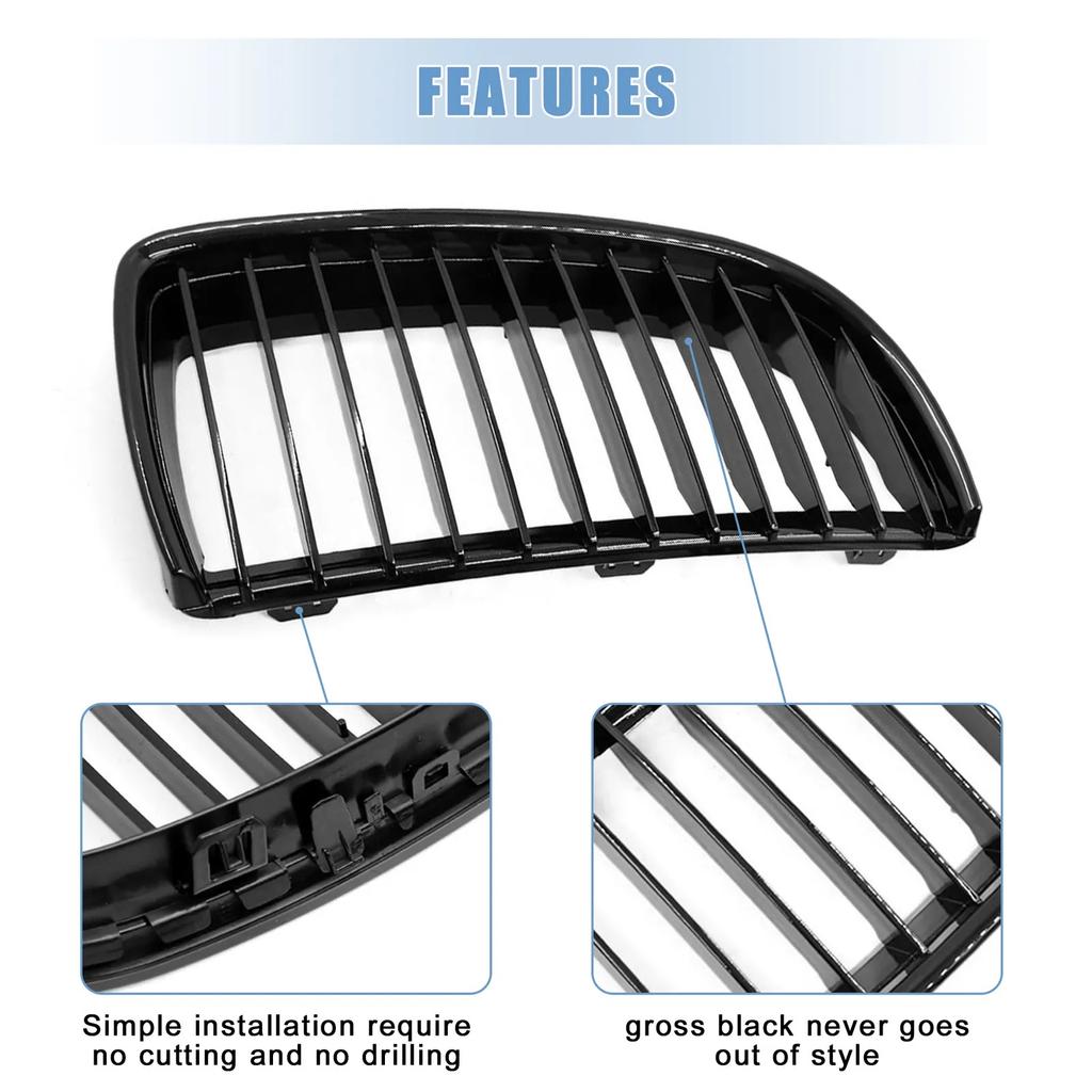 Car Front Bumper Grille Glossy Grille For Bmw 3 Series E90 E91 Pre-Facelift 2005 2006 2007 2008 Frony Kidney Hood Racing Grill