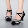 Latin Dance Shoes for Women Girls Tango Ballroom Dance Shoe High Heel Soft Satin Dancing Shoes Ballroom Sandals