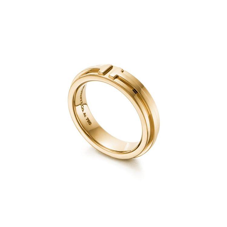 

Tiffany & Co. Tiffany Серія T Вузький перстень з гравіюванням літери логотипу Унісекс кільця Золотий GRP09675 8