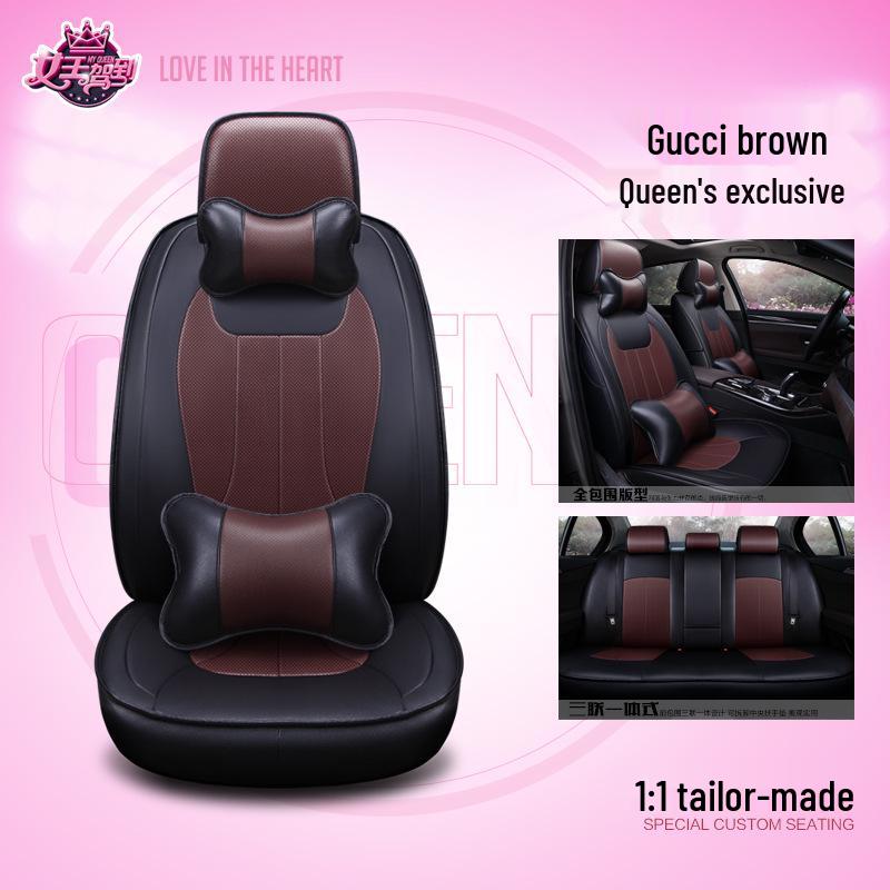 Universal Full Leather 3D Surround Car Seat Cushion - All-Season Protection