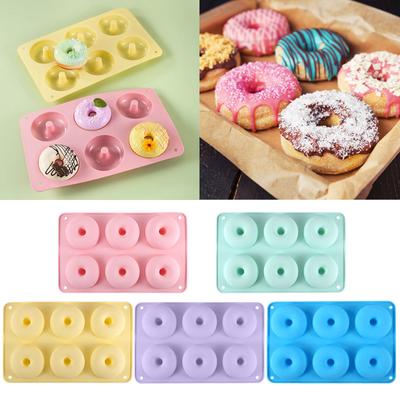 Moule à Donuts 6 Cavités en Silicone Alimentaire Moule à Donuts Antiadhésif Résistant à la Chaleur Moule à Biscuits de Cuisson Plateau de Cuisson