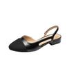 Modische Koreanische Stil Farbkombination Spitz Zehen Niedriger Quadratischer Absatz Flache Sandalen für Damen Party Lässig Damen Tägliches Schuhwerk