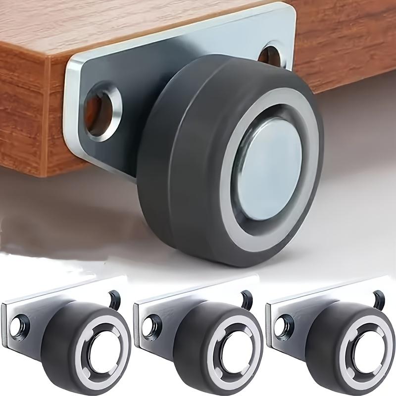 4 Stück Schubladenmöbelrollen Langlebig Leise und Leichtgängig 1,25-Zoll Stille Seitenmontierte Räder Metalloberfläche Industrielle Flachbodenrollen