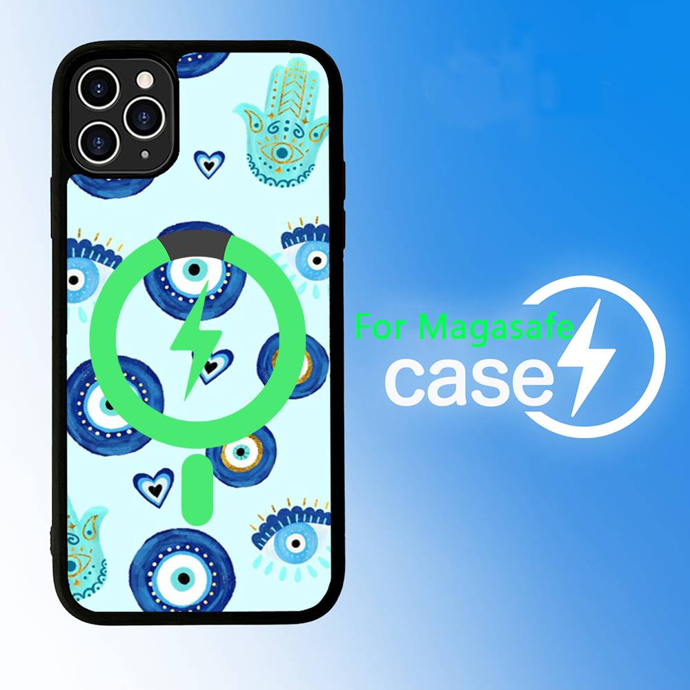 Lucky Eye Blue Evil Eye Phone Case For iPhone 16 15 14 13 12 11 17 Pro Max Plus Magnetic Wireless Cover