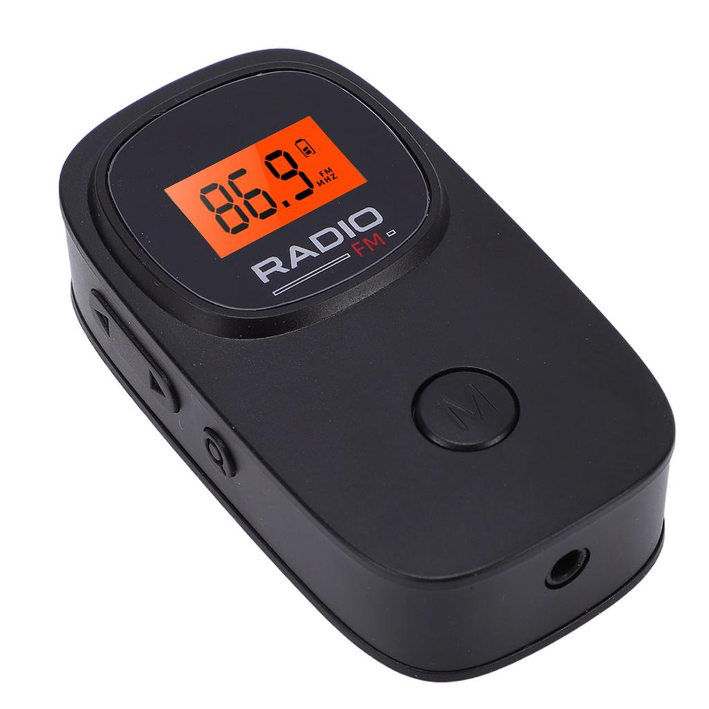 Portable FM Pocket Radio with Clip Digital Tuning LCD Display 3.5mm Earphone Stereo Sound Battery Operated Radio for