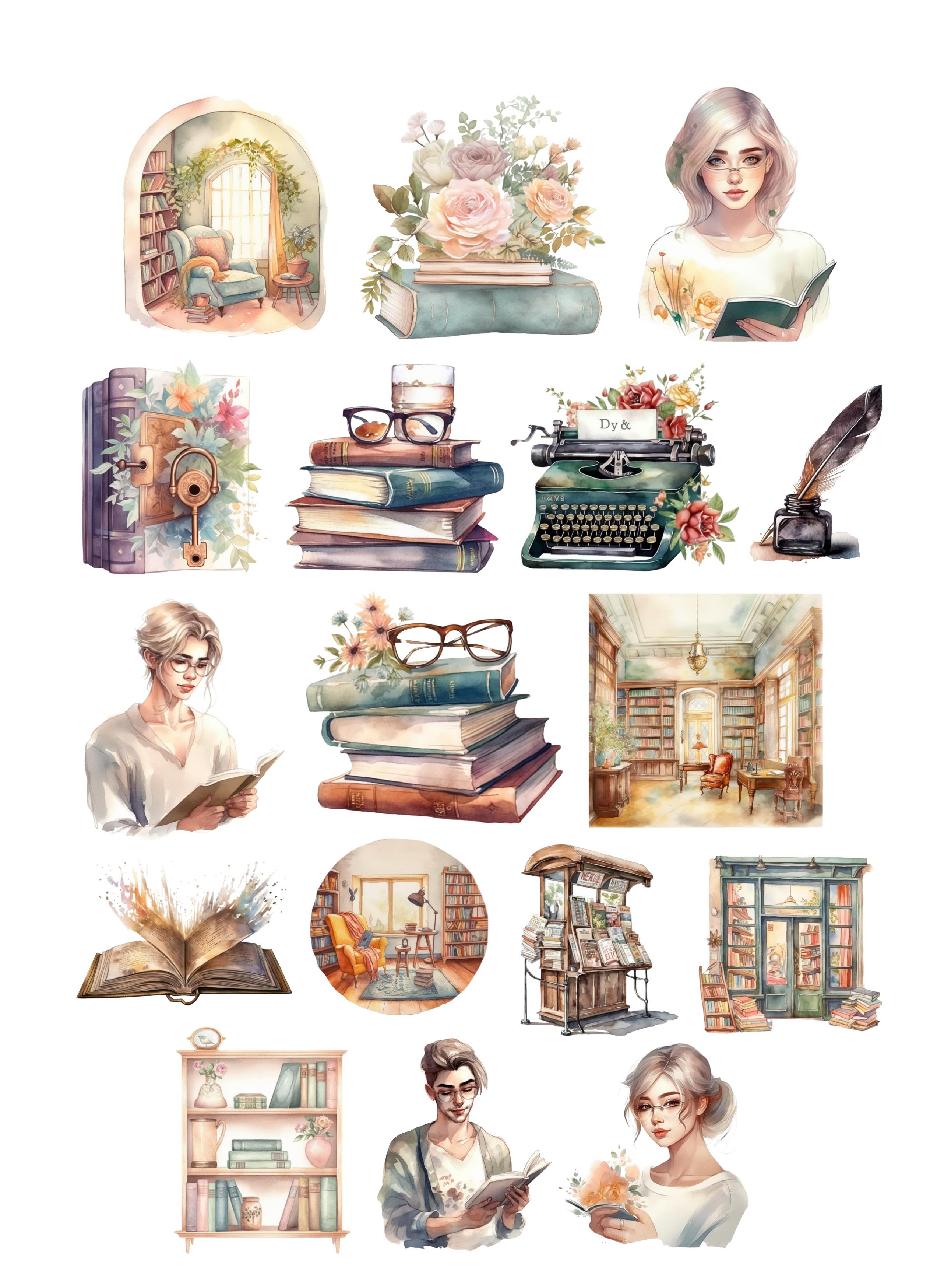 

1 set Men and women who read books Ins Stickers Crafts And Scrapbooking Stickers Book Label Decorative DIY Stationery Journals белый