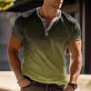 Cross-border new European and American men's daily casual stripes gradually change Henry collar short-sleeved Henry shirt