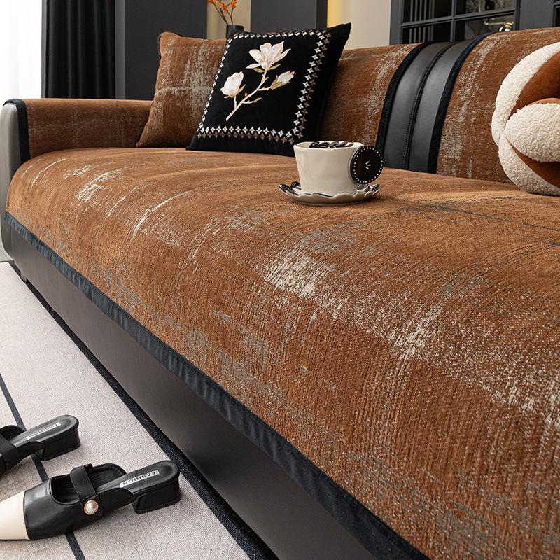 New Four-Season Universal High-End Leather Sofa Special Backrest Towel Non-Slip Cover Chenier Sofa Cushion