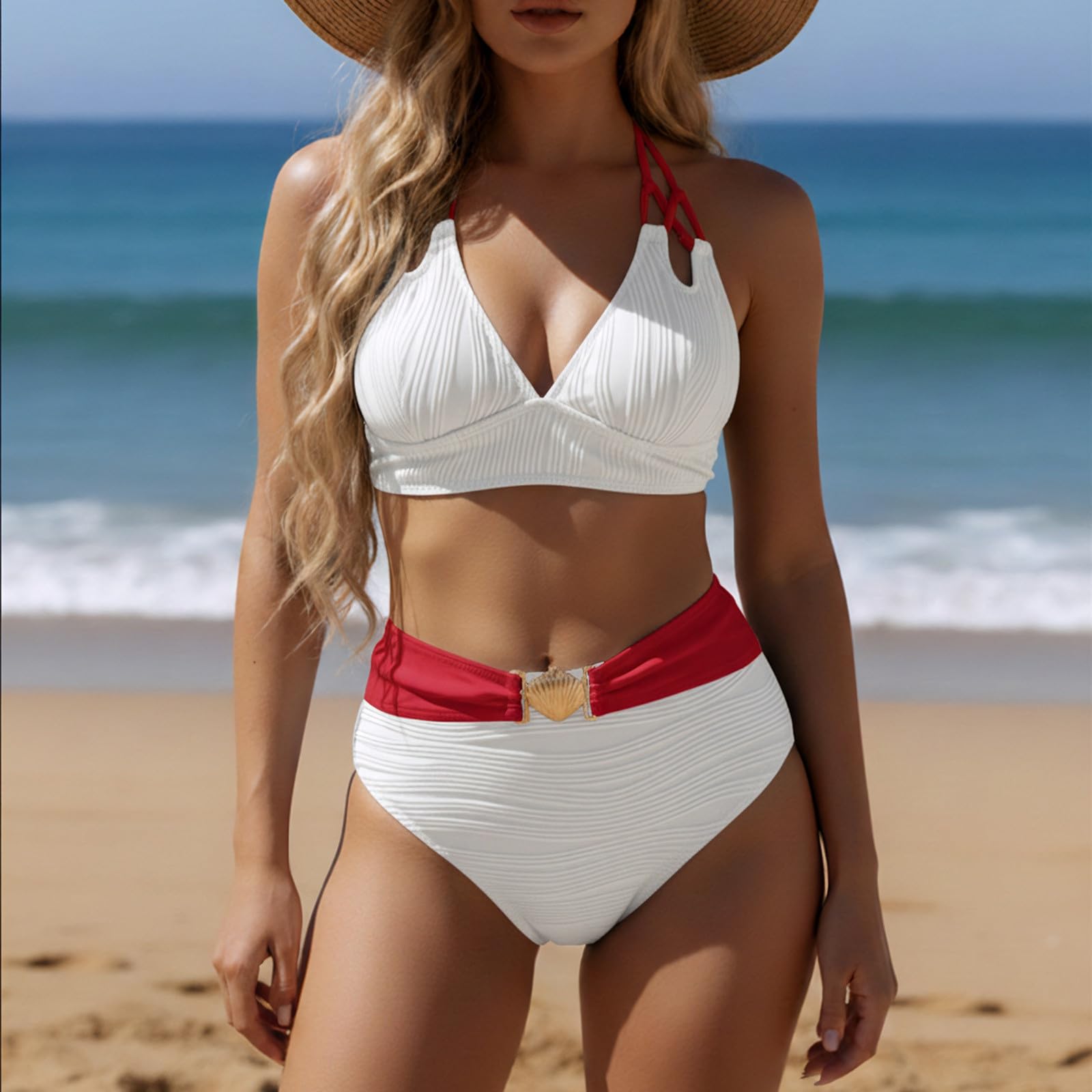 

Women s Two-Piece Fashionable Sexy Bikini With Padded Cups And Underwire-Free Swimsuit L білий