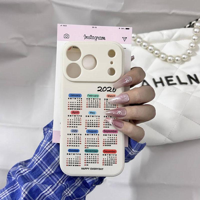 Fashion 2026 Calendar Phone Case For iPhone 15 17 Pro 16 14 13 12 11 XR XS Max 7 8Plus Happy New Year Soft Silicone Cover Fundas