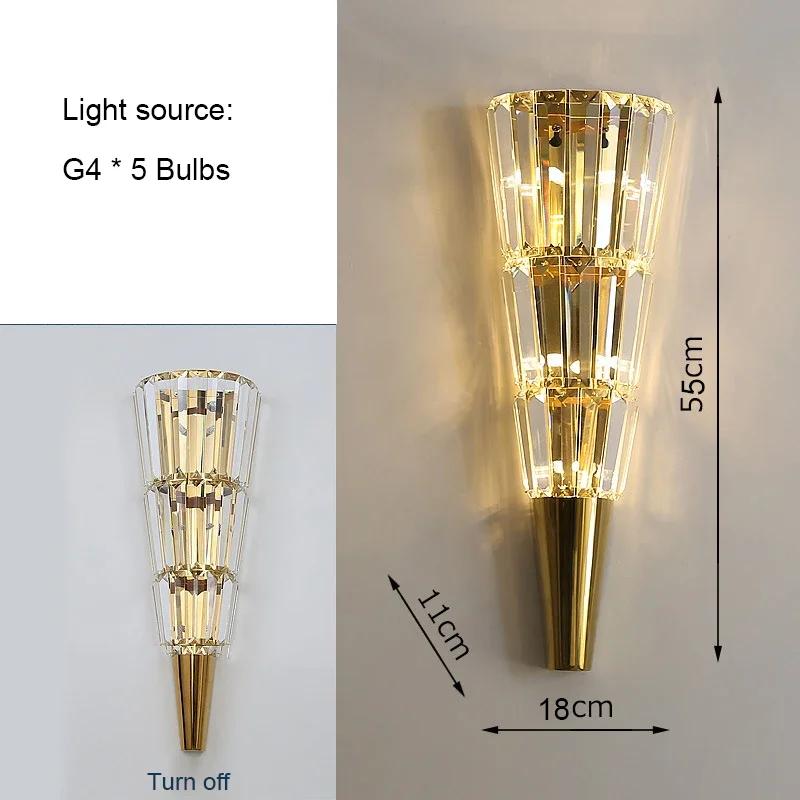 LED luxury crystal wall lamp Nordic modern wall lamp Golden hotel living room bedroom lighting Interior art room decoration