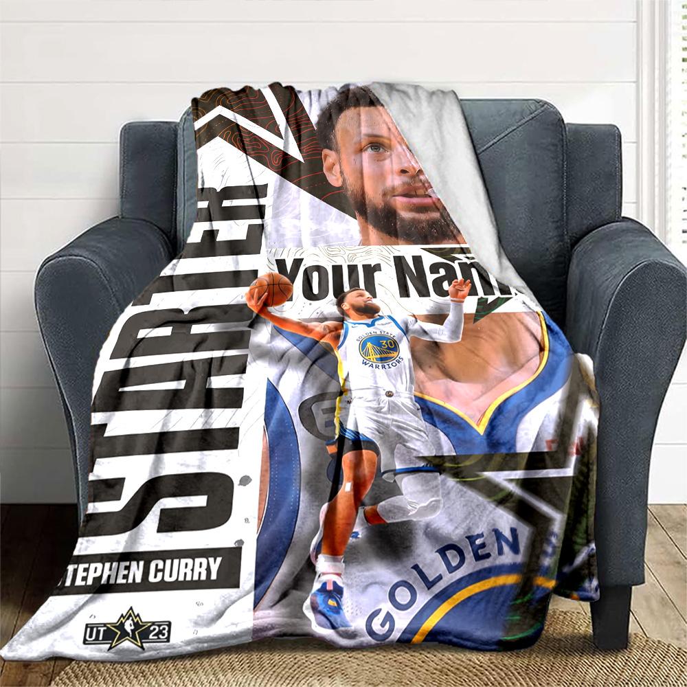 Golden State Warriors Curry Personalized Name Blanket Multi-purpose Personalized Blanket Comfortable Throw For Living Room Office Chair Office Picnics