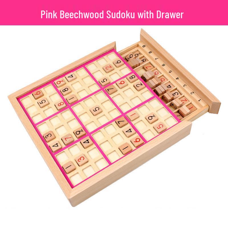 Wood Color 5-in-1 Sudoku Maze Montessori Educational Beech Wood Puzzle Toy for Children