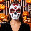 Festival-Kostümzubehör Tag der Toten Totenkopfmaske, Halloween Zucker Vollgesichts-Realistische Maske für Erwachsene Maskenball-Party-Accessoire Cosplay,