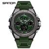Sanda Men's Multifunctional Dual Display Luminous Waterproof Sports Watch for Teens
