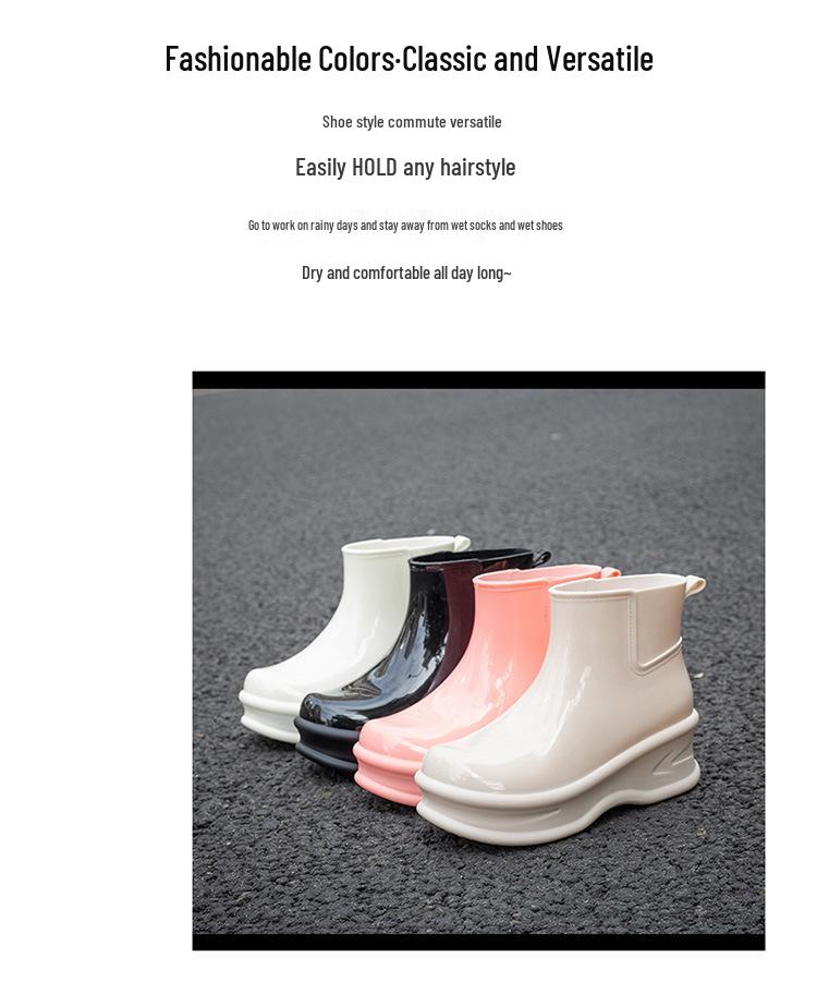 New Women's Plus Velvet Warm Mid-Calf Waterproof Rain Boots - Fashionable Outdoor Rubber Work Shoes
