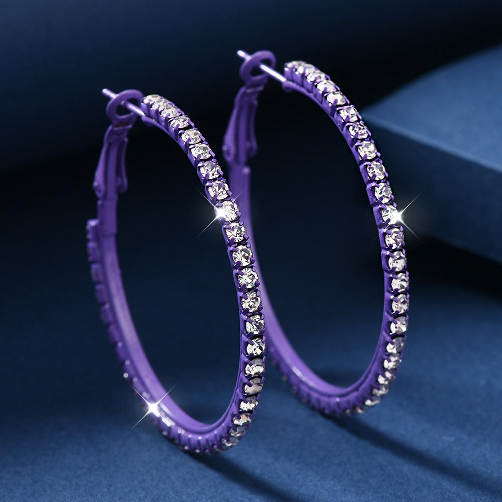 Korean Chic Luxury Diamond C-Shape Hoop Earrings