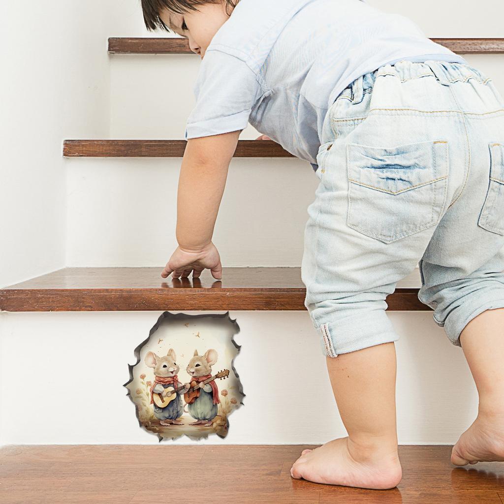 3D Animal Mouse Animal Pattern Sticker Creative Children'S Room Wall Decoration Beautification Sticker