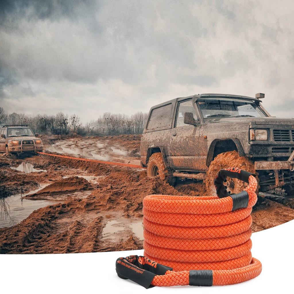 1" x 20' Kinetic Recovery Tow Rope 38,000 lbs, Heavy-Duty Off Road Snatch Strap, Extreme Duty 30% Elasticity Energy Snatch Strap for Jeep Car Truck