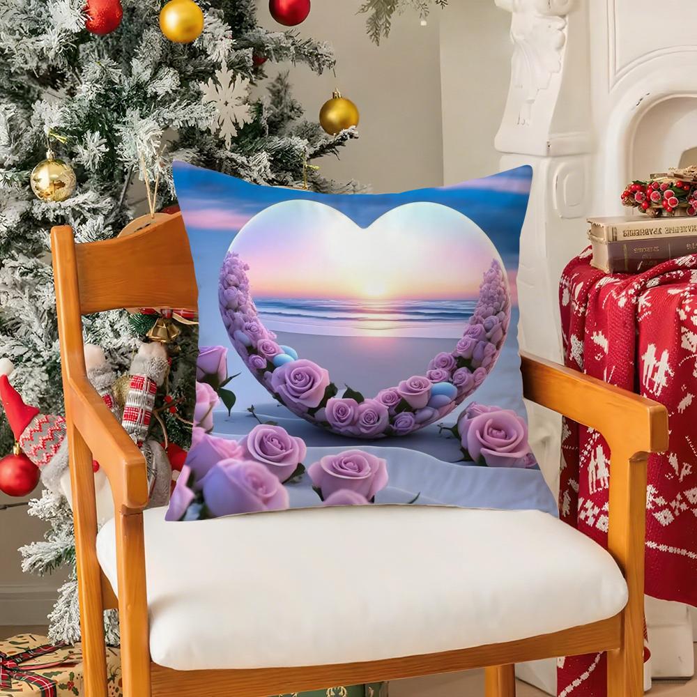 Ocean  Floral Fantasy Pillow Case Silky elegant Comfort Sofa Bed Invisible zipper