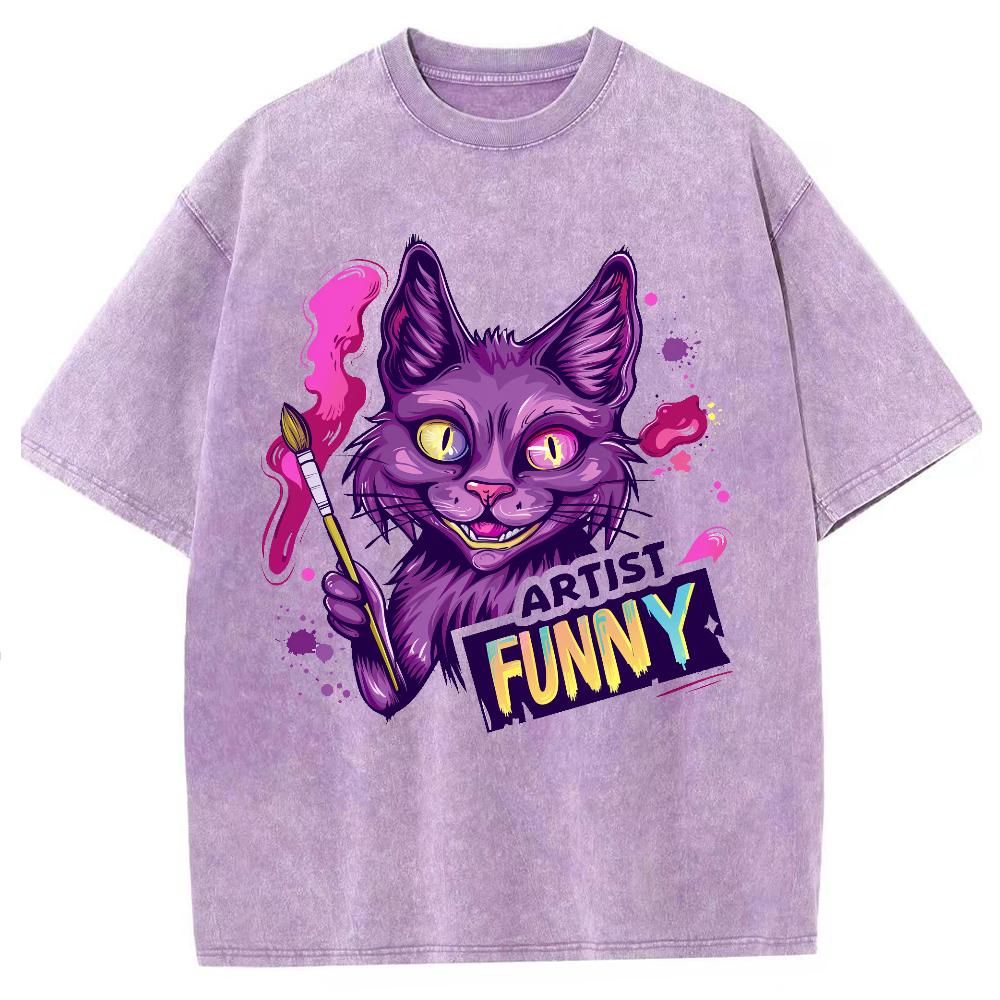

Летняя футболка свободного покроя для женщин с принтом мультяшного кота, круглым вырезом, унисекс, коротким рукавом, повседневная, удобная 3XL