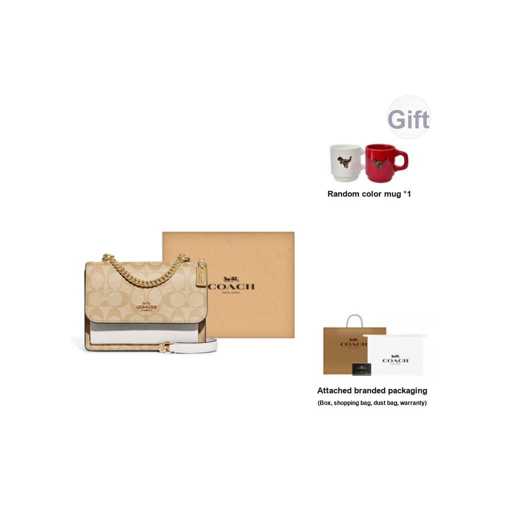 New COACH Klare Cow Leather, Artificial Leather Shoulder Bag, Crossbody Bag Mini Women's Light Khaki & Chalk White C9946-IMDQC