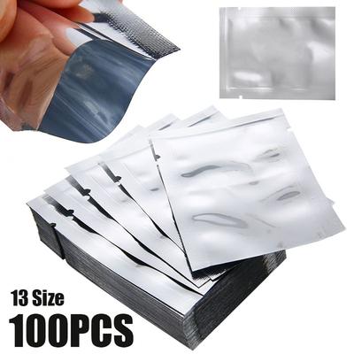 100 יחידות שקית שימור מזון מאלומיניום פויל עם חותם חום, שקיות אחסון, שקיות ואקום, כלי מטבח, אטם מזון