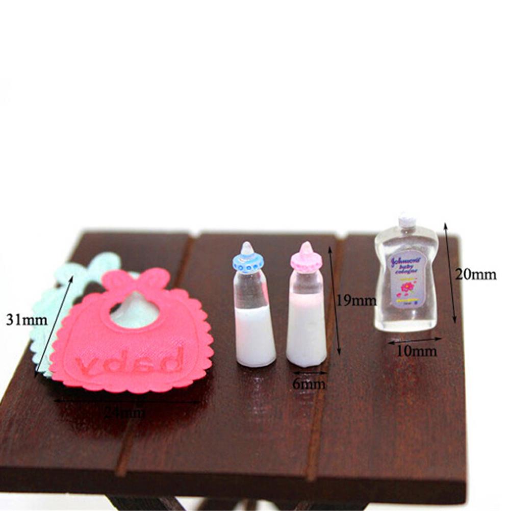 112 1Set Dolls House Miniature Baby Bottles Shampoo Bibs Set Nursery Accessory Gift Baby Bottles Set For Kids Adults Children's Birthday Gift Holiday