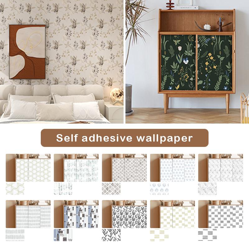 PVC Waterproof Self Adhesive Wallpaper For Wardrobe Cupboard Door Decor Vinyl Refurbishment Decals Cabinet Furniture Stickers