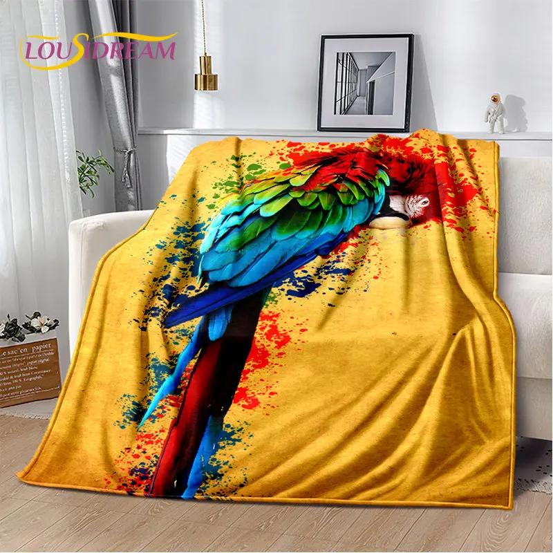 Macaws Colorful Birds Parrot Soft Plush Blanket,Flannel Blanket Throw Blanket for Living Room Bedroom Bed Sofa Picnic Cover Kids