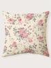 Vintage Pink Rose Floral Print Throw Pillow Cover, Cushion Case For Sofa Bedroom Living Room Couch Bed Office Chair Home Decor