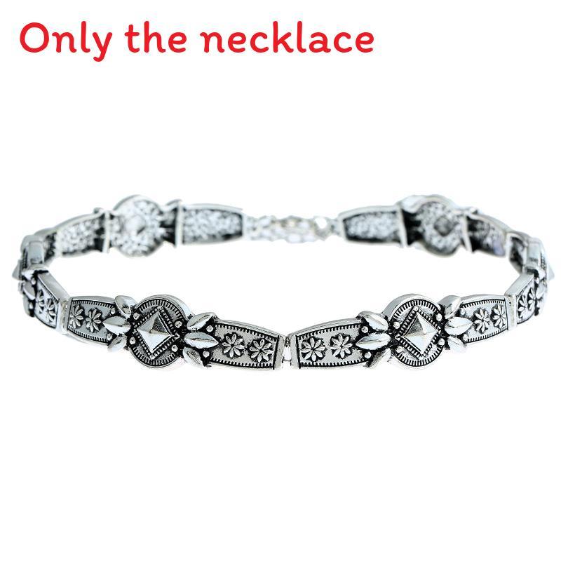 Geometric Retro Silver Alloy Necklace For Women And Men With Lockbone Style For Travel Gifts