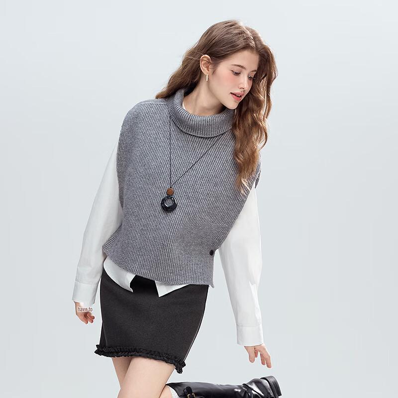 Stylowy damski dzianinowy bezrękawnik Betu z bocznymi guzikami