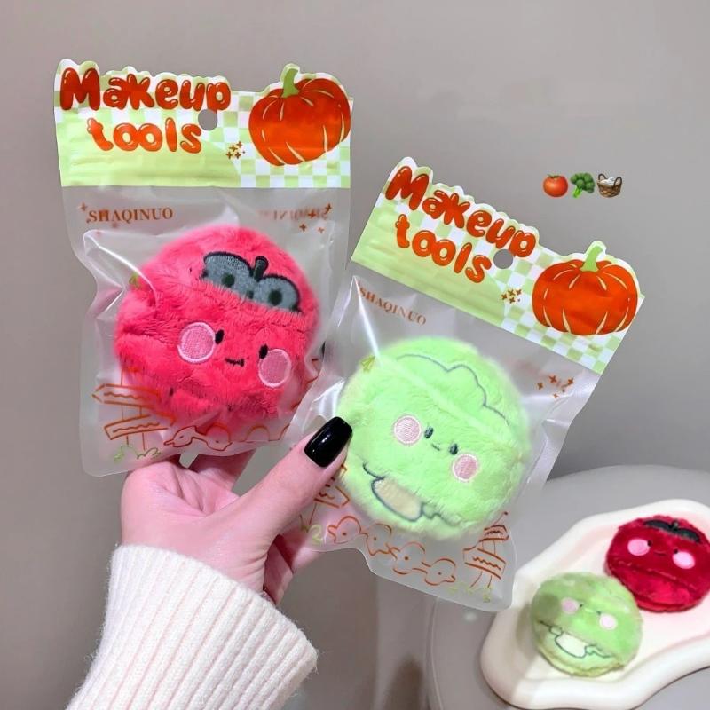 Ultra-thick Long Plush Makeup Puff Cosmetic Tool Broccoli Tomato for Natural Finish