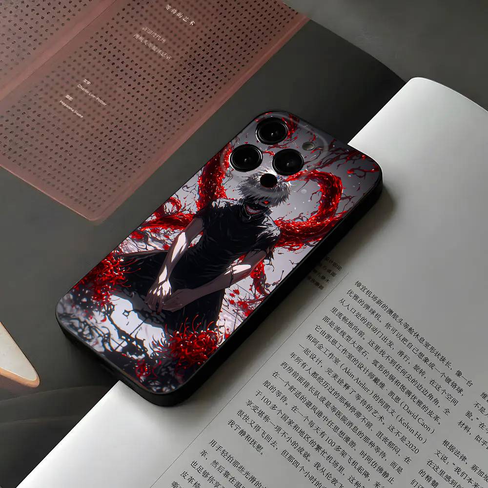 R-Tokyo Ghoul Kaneki Ken Phone Case For Iphone 16 15 11 13 14 Pro Max 7 8 Plus X Xr Xs Max 12mini Black Shell Cover Case