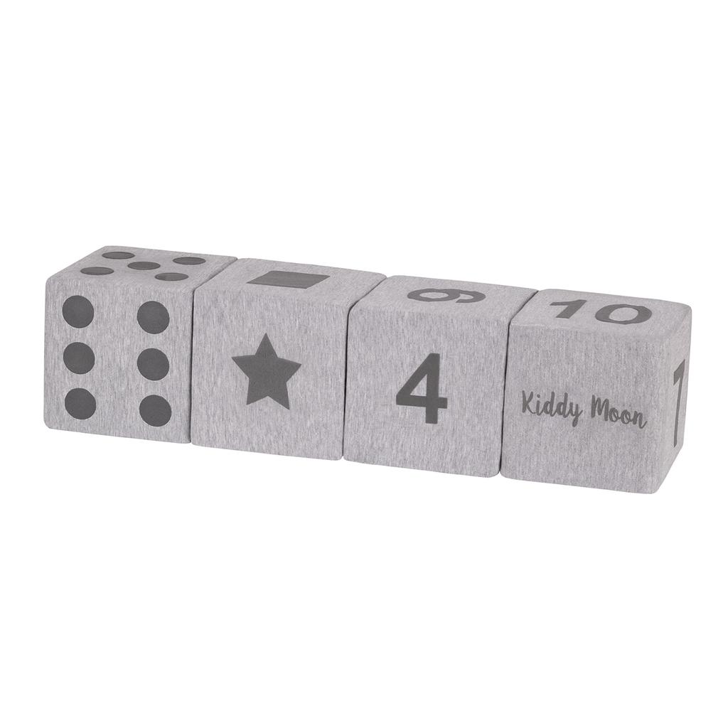 KiddyMoon Soft Foam Cubes Building Blocks 14cm for Children, 4 Pieces, Mix: Light Grey-print