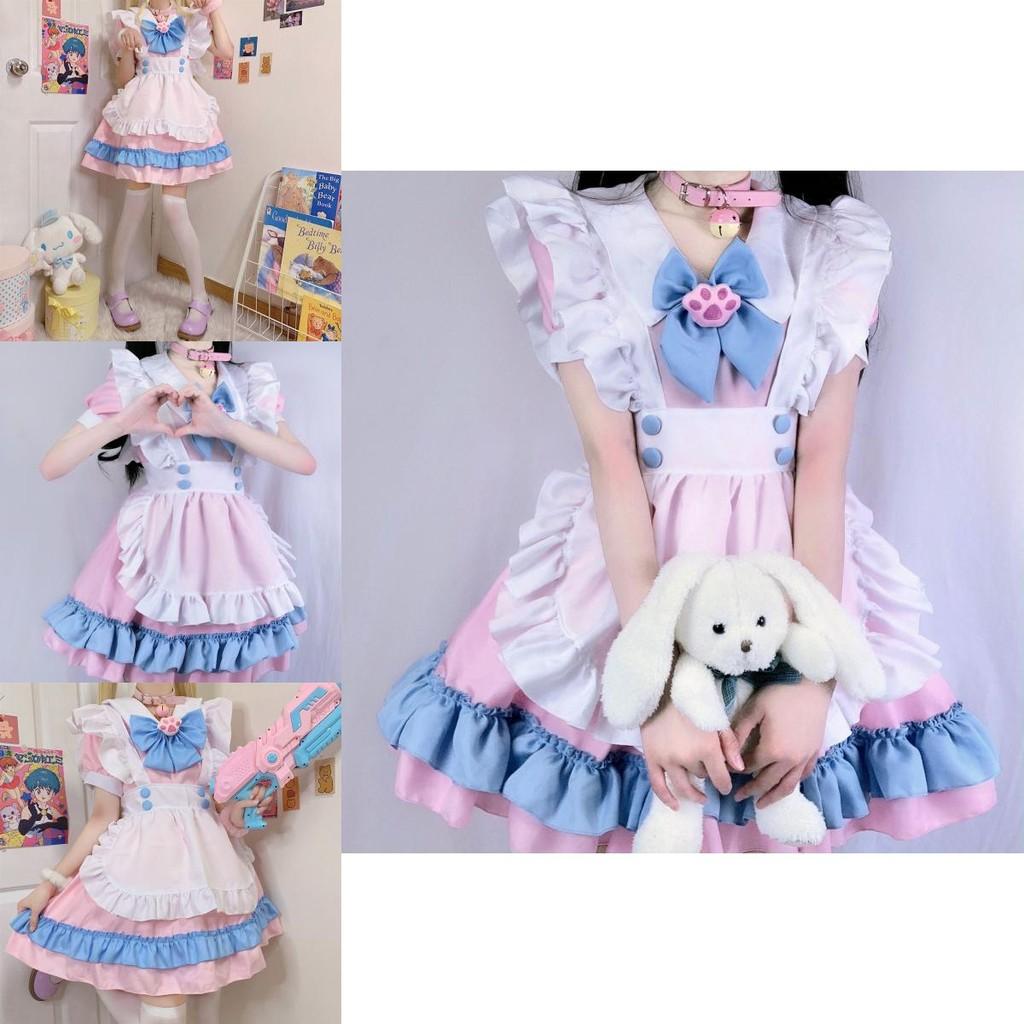 Charmantes und Elegantes Lolita-Kleid Maid-Uniform Outfit Mit Polster und Schürze