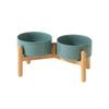 Big Dogs Bowl Double Ceramic Elevated Pet Food Water Bowl Small Medium Large Dog Feeding Supplies with Wooden Stand